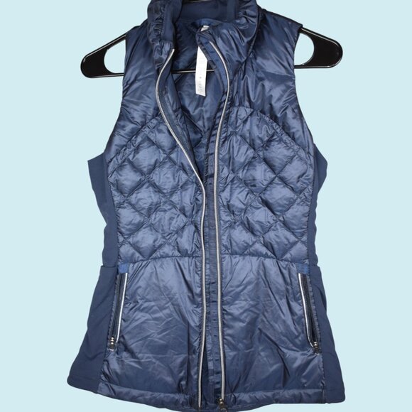 Lululemon Athletica Vest Women's 4 Blue Down For A Run Full Zip Goose Feathers - Picture 8 of 15
